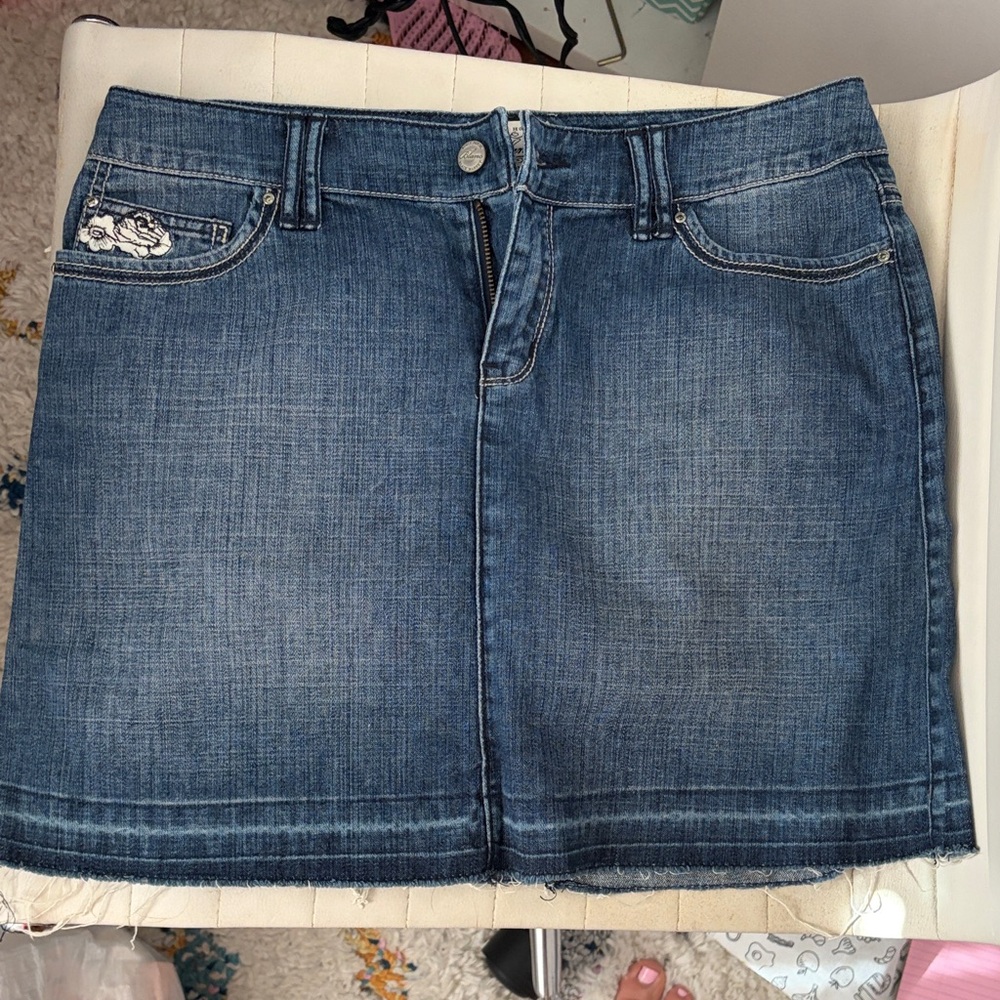 White House Black Market Blue Denim Mini Skirt